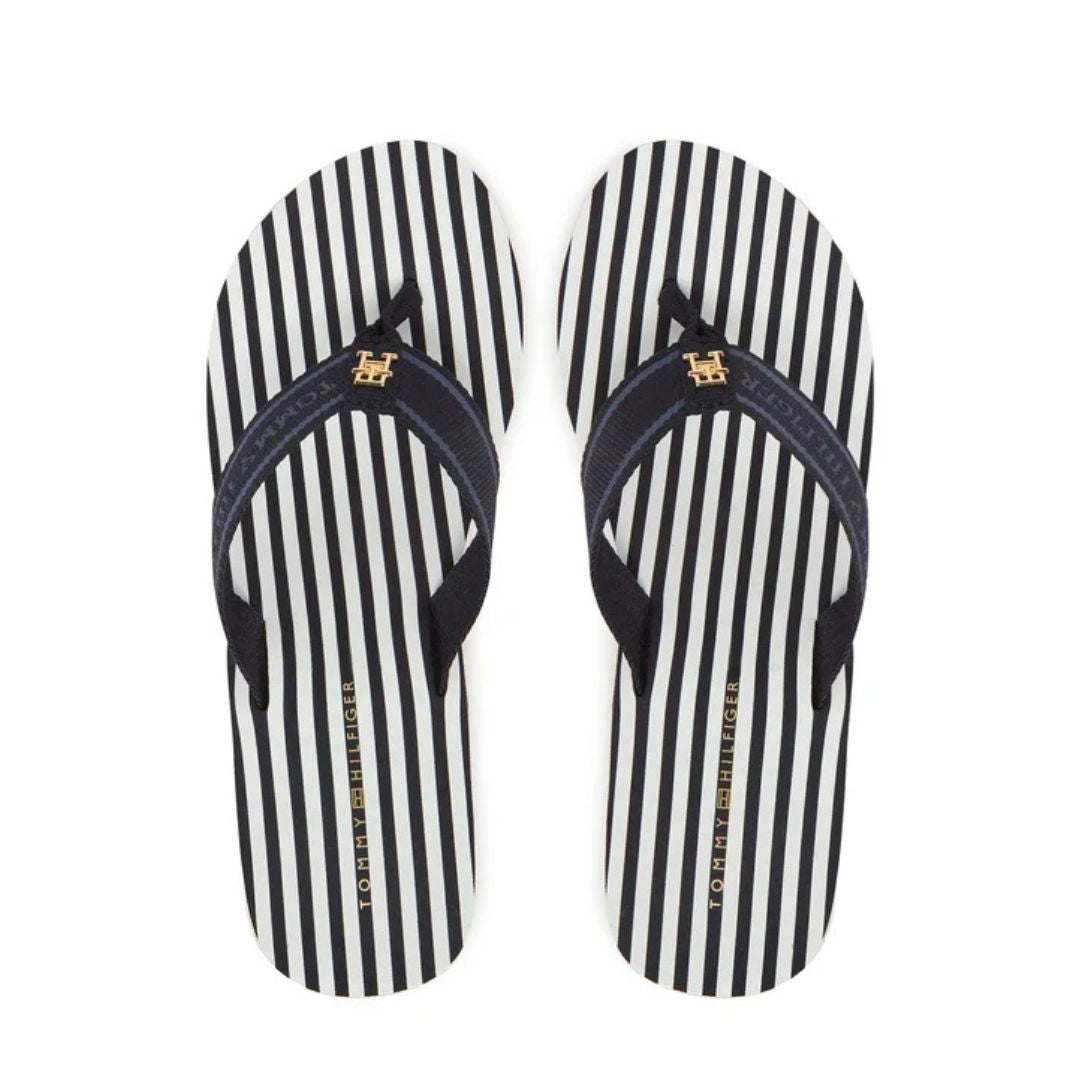 Tommy Hilfiger Flip Flops TH Stripes Wedge Beach Sandal FW0FW08521 NVY
