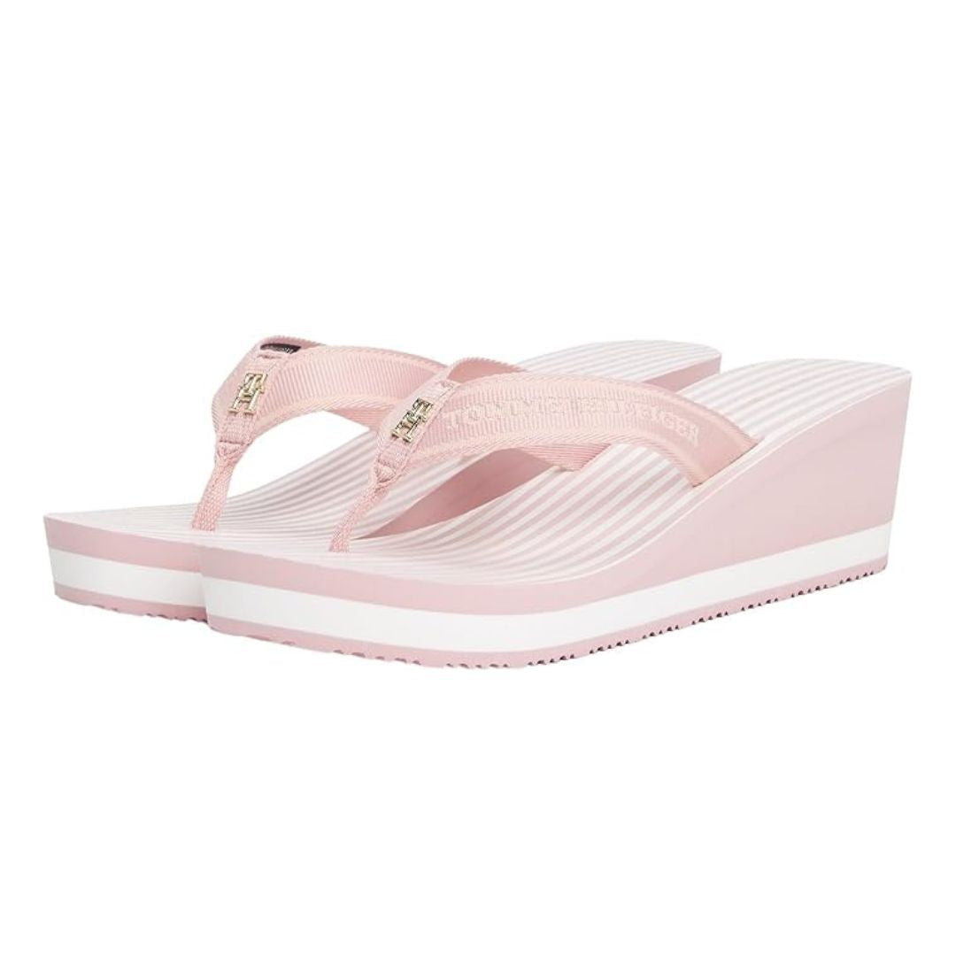 Tommy Hilfiger Flip Flops TH Stripes Wedge Beach Sandal FW0FW08521 PNK Pink / 35