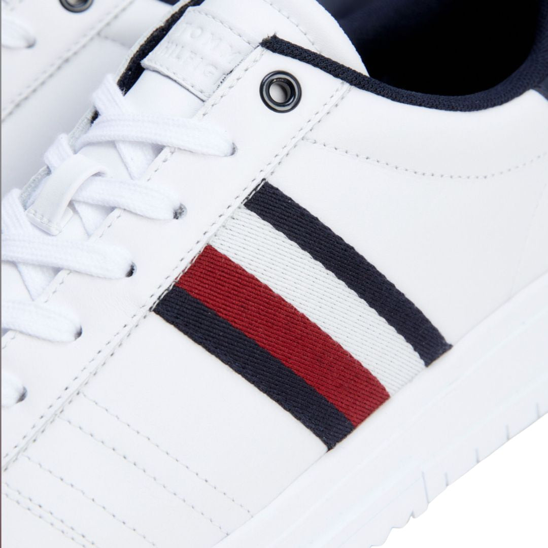 Tommy Hilfiger Leather Signature Tape Cupsole Trainers FM0FM04706-WHT