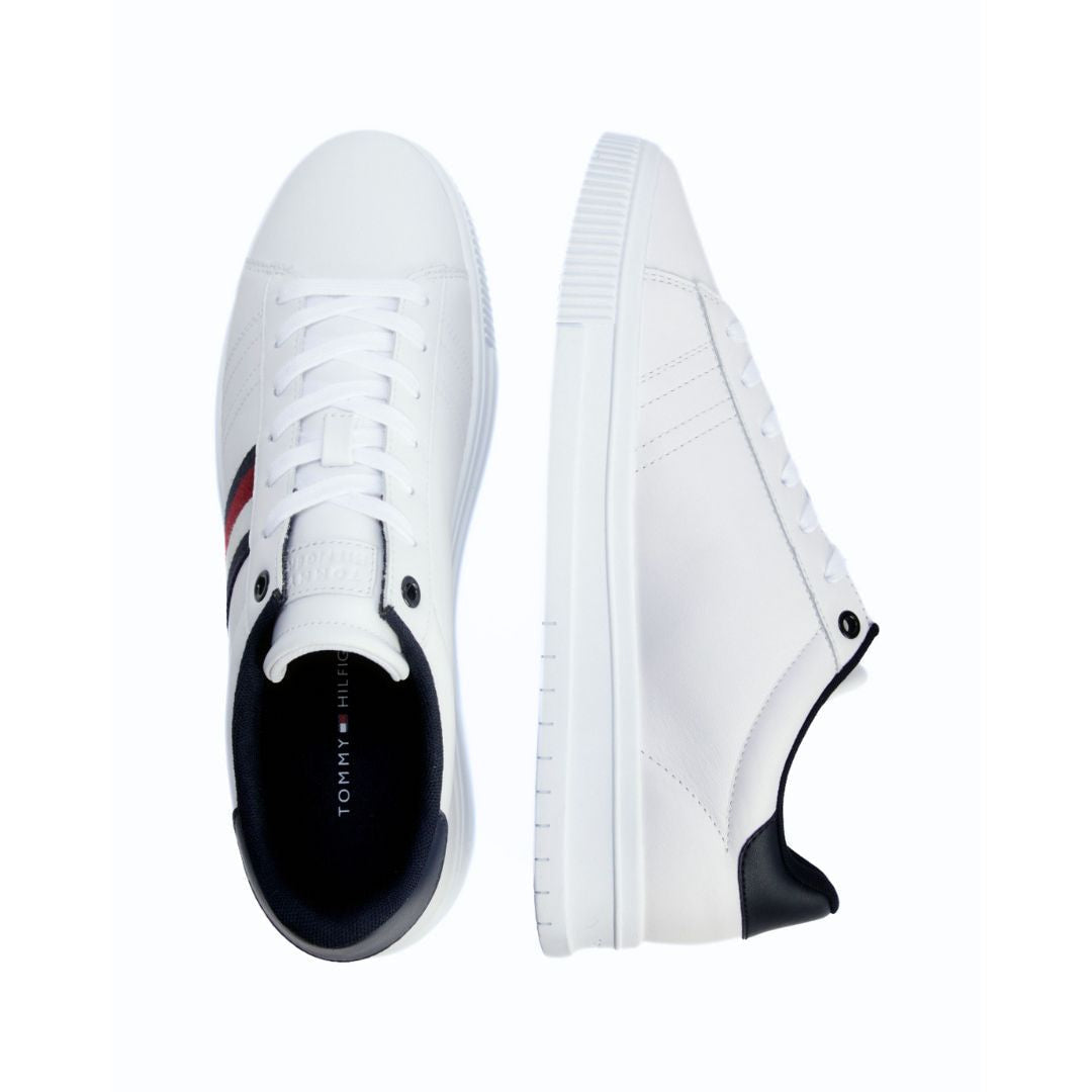 Tommy Hilfiger Leather Signature Tape Cupsole Trainers FM0FM04706-WHT