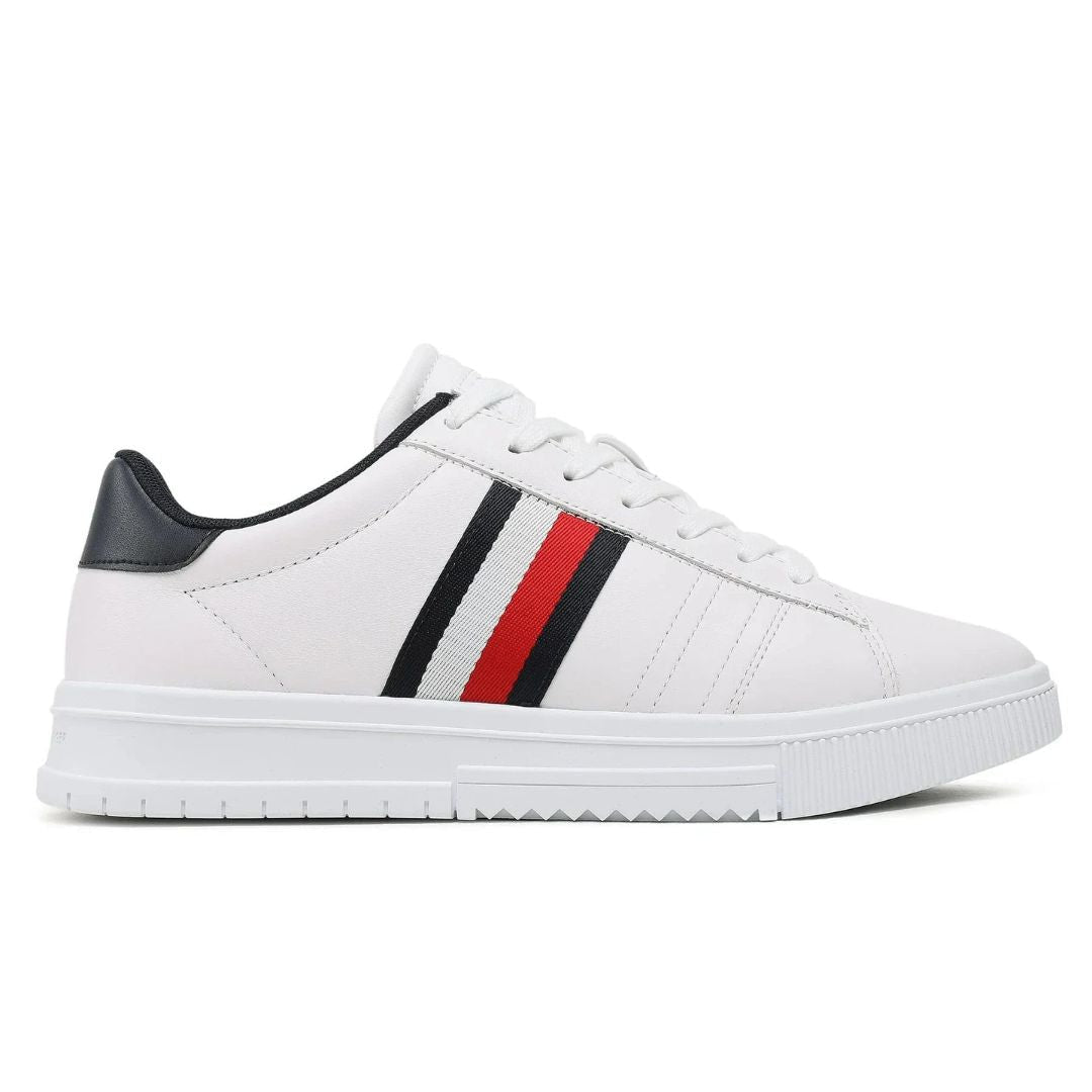 Tommy Hilfiger Leather Signature Tape Cupsole Trainers FM0FM04706-WHT