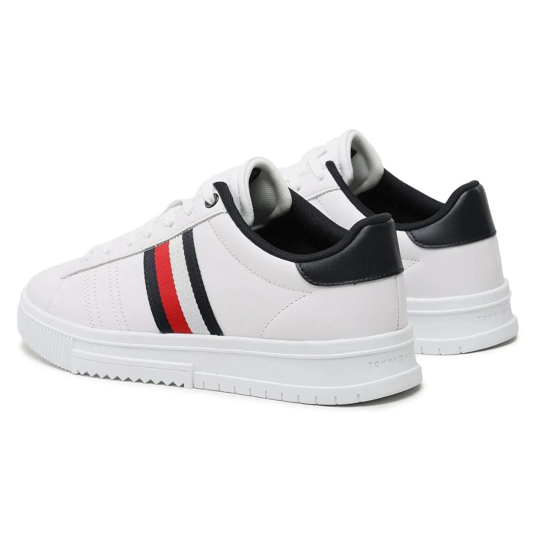 Tommy Hilfiger Leather Signature Tape Cupsole Trainers FM0FM04706-WHT