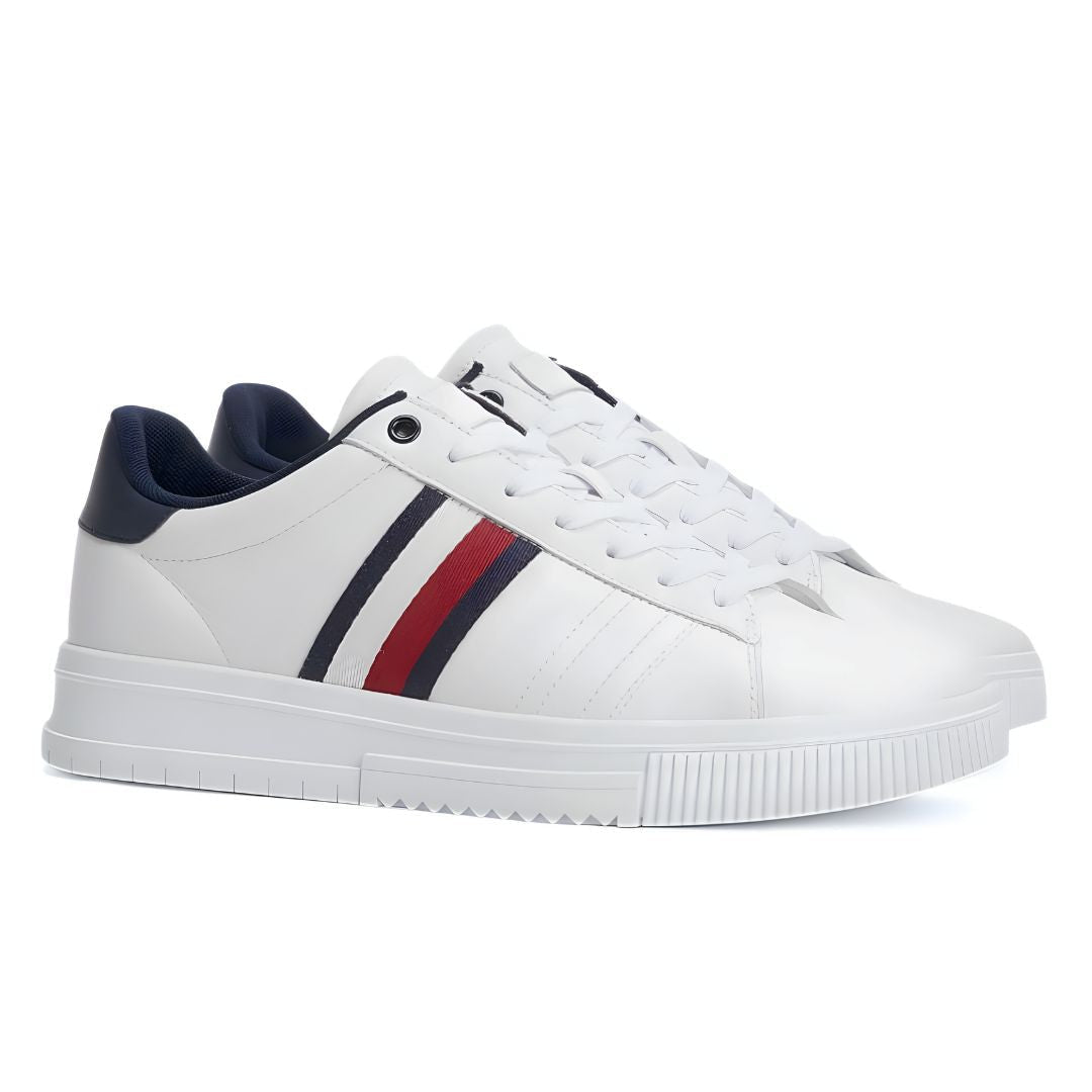 Tommy Hilfiger Leather Signature Tape Cupsole Trainers FM0FM04706-WHT - White / 41