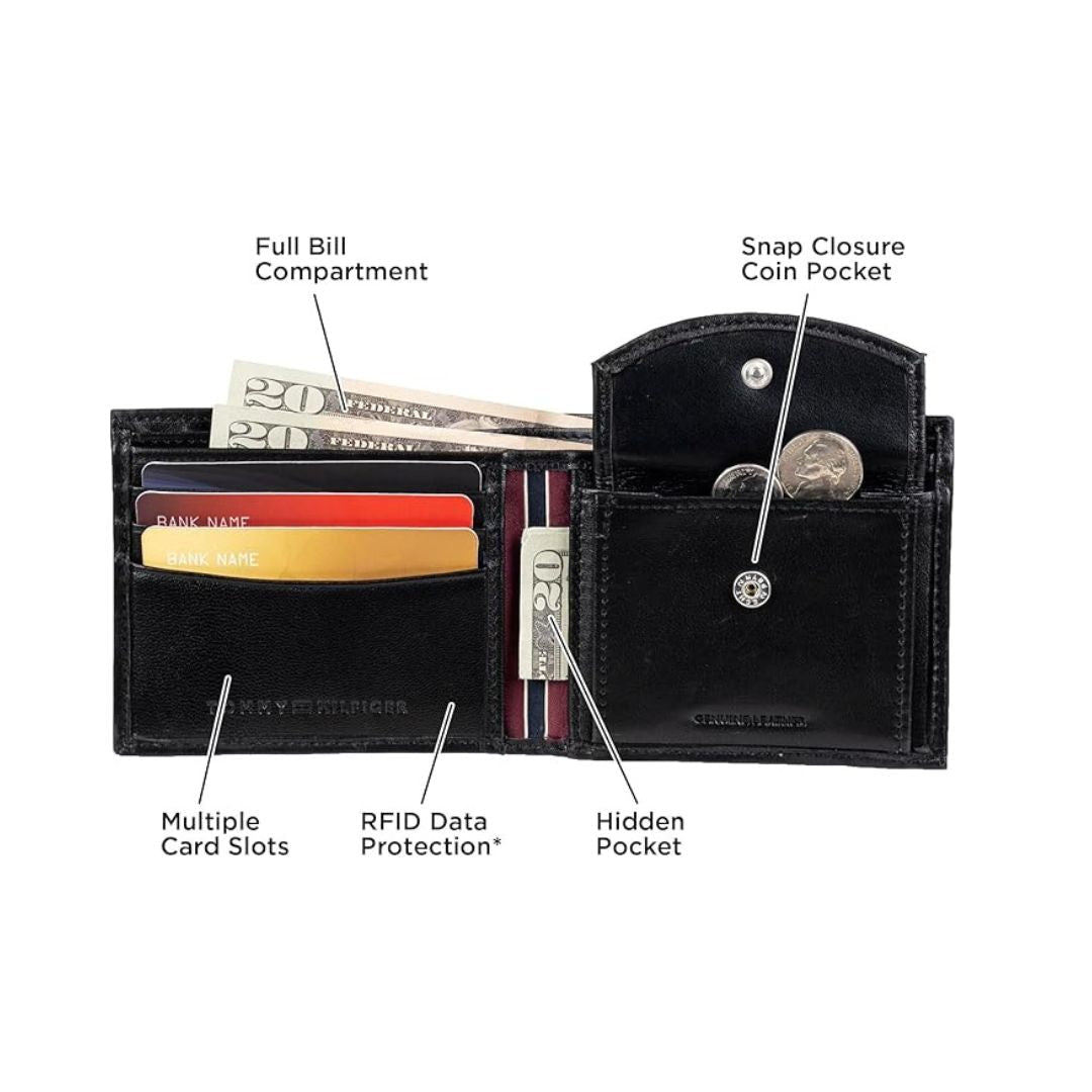 Tommy Hilfiger Leather Slim Bifold With Coin Pocket Men - BLK - Black