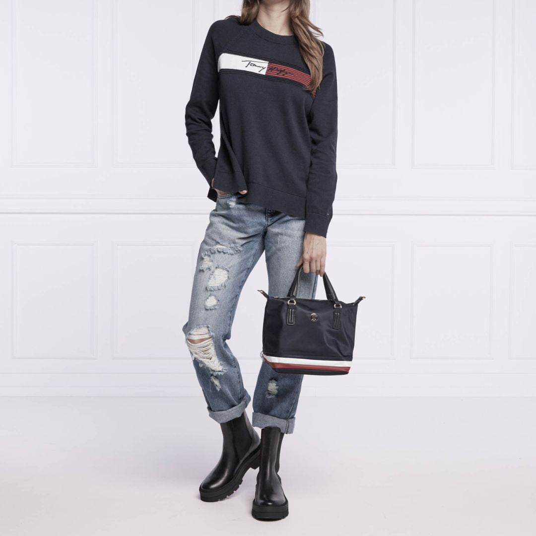 Tommy Hilfiger Poppy Small Tote Corp AW0AW10444-BLK - Black