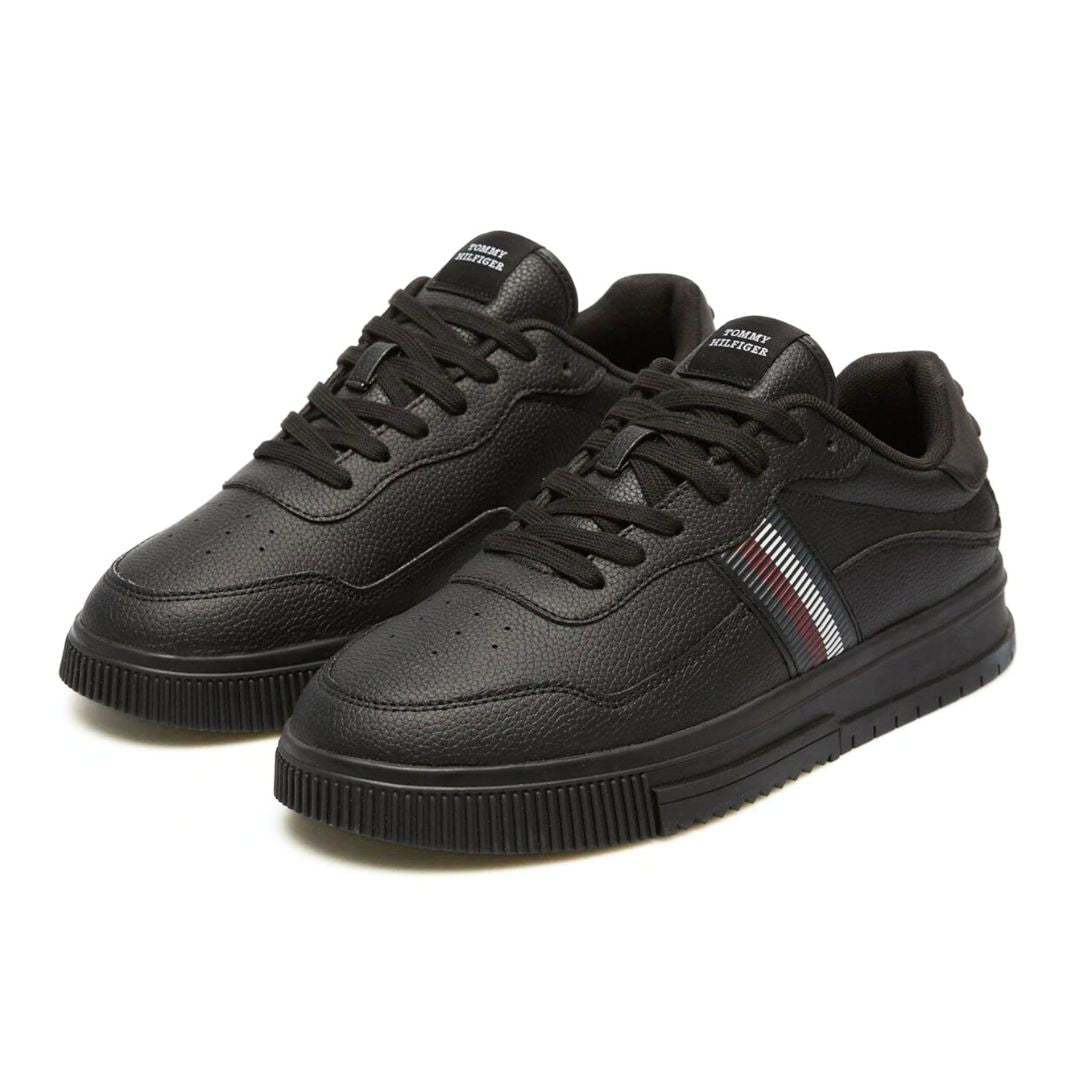 Tommy Hilfiger Supercup Stripes Tumbled LTH Sneakers Men FM0FM05300-BLK
