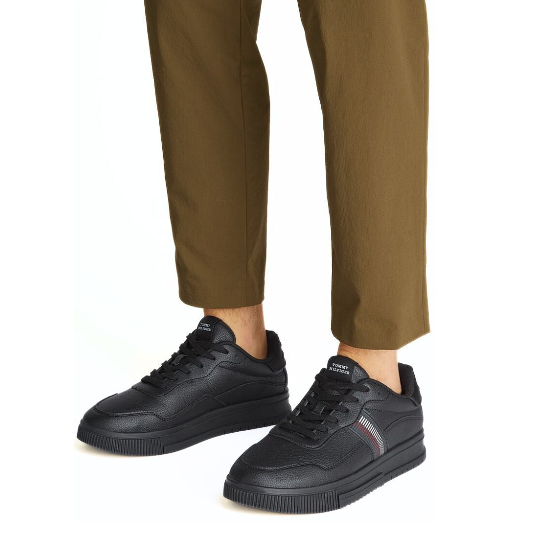 Tommy Hilfiger Supercup Stripes Tumbled LTH Sneakers Men FM0FM05300-BLK