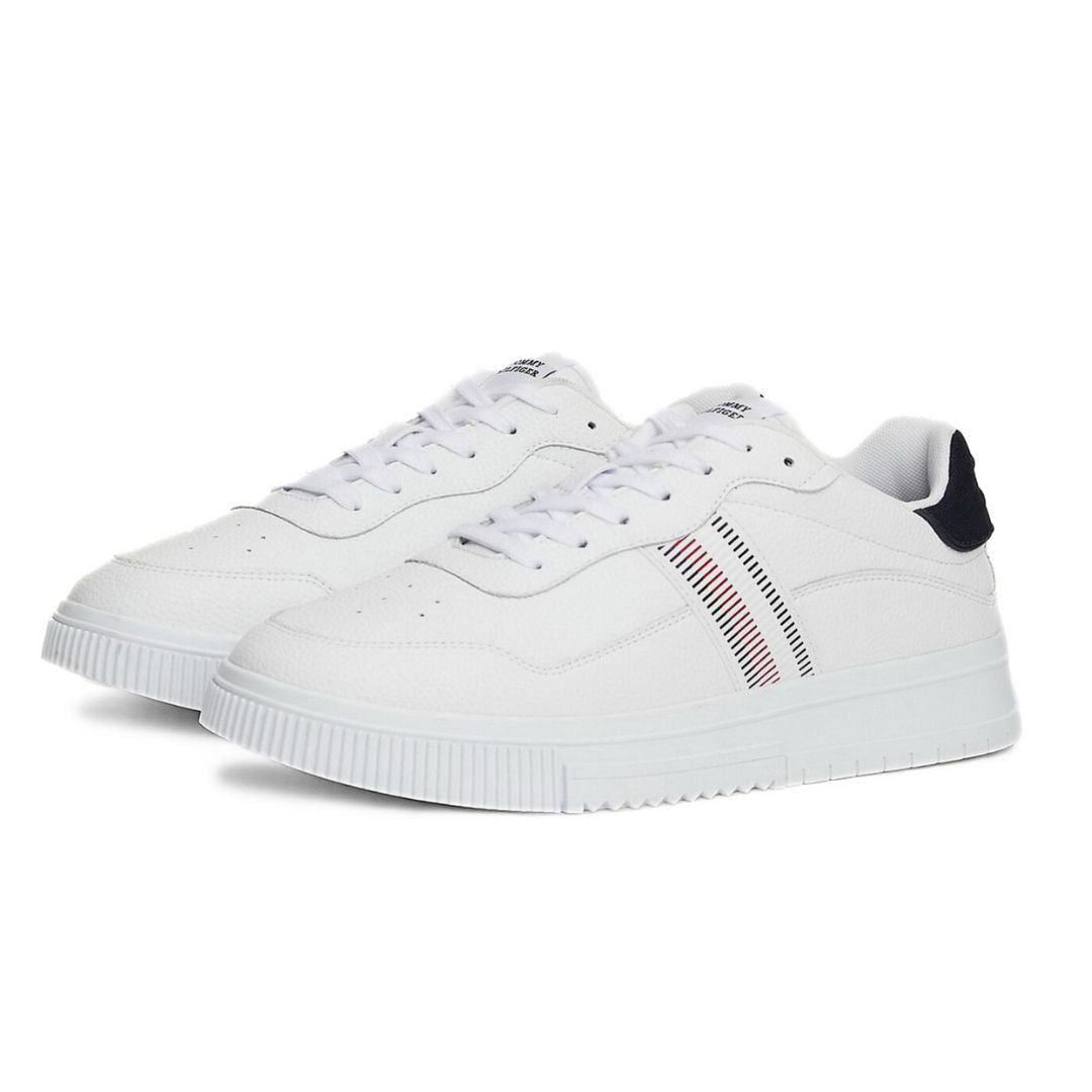 Tommy Hilfiger Supercup Stripes Tumbled LTH Sneakers Men FM0FM05300-WHT