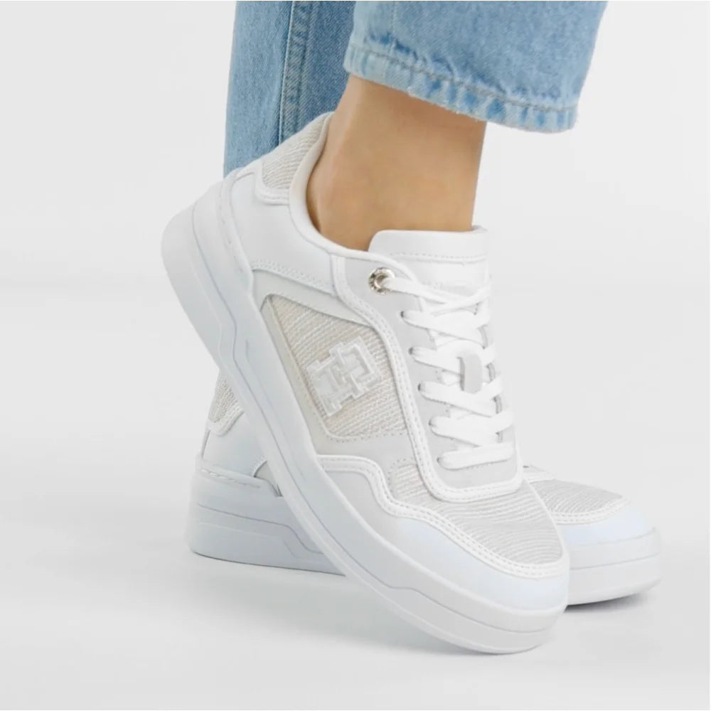 Tommy Hilfiger TH Woven Basket Sneaker Women FW0FW07289 - WHT - Shoes
