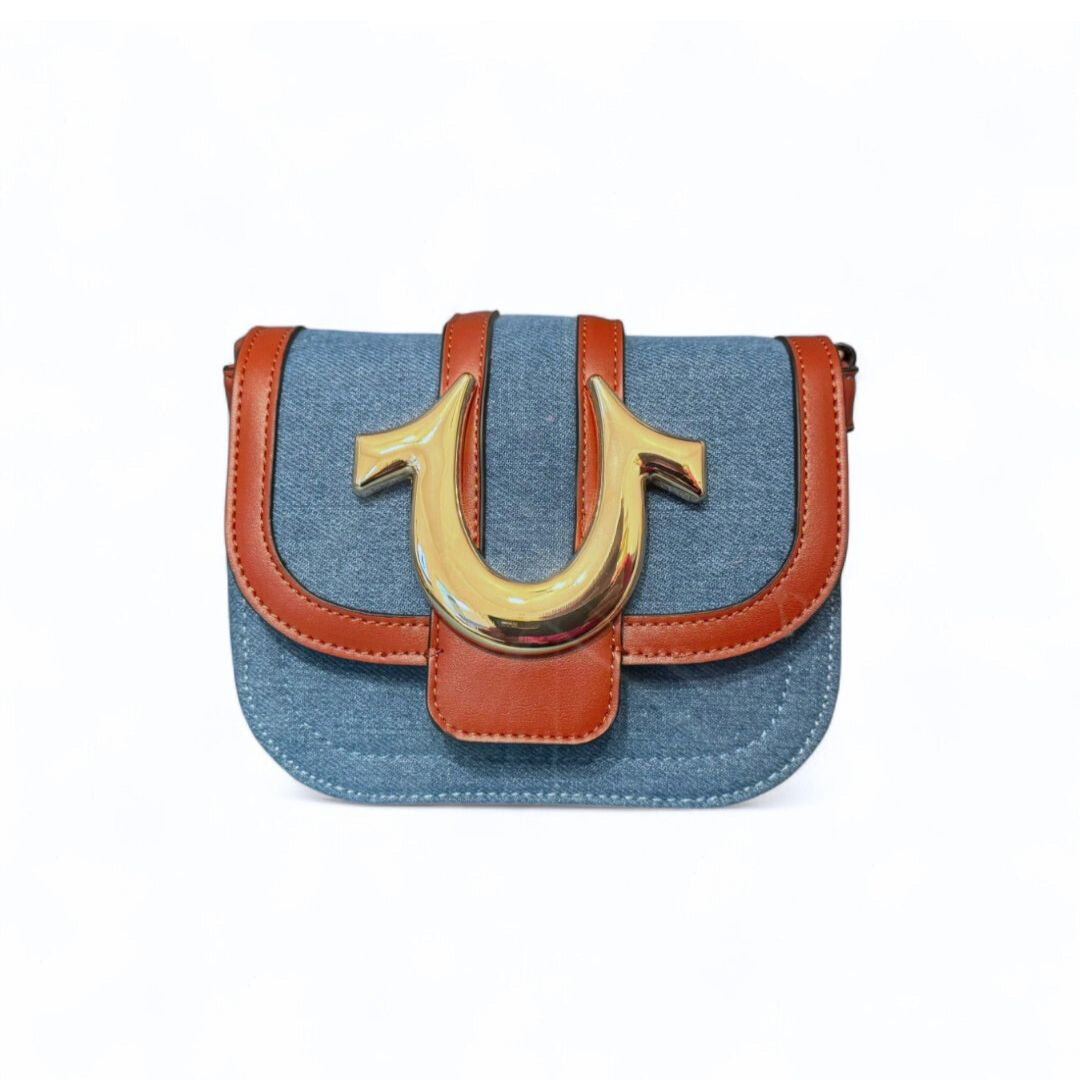 TRUE RELIGION Signature Denim Leather Shoulder Bag - BLU - Blue / OS