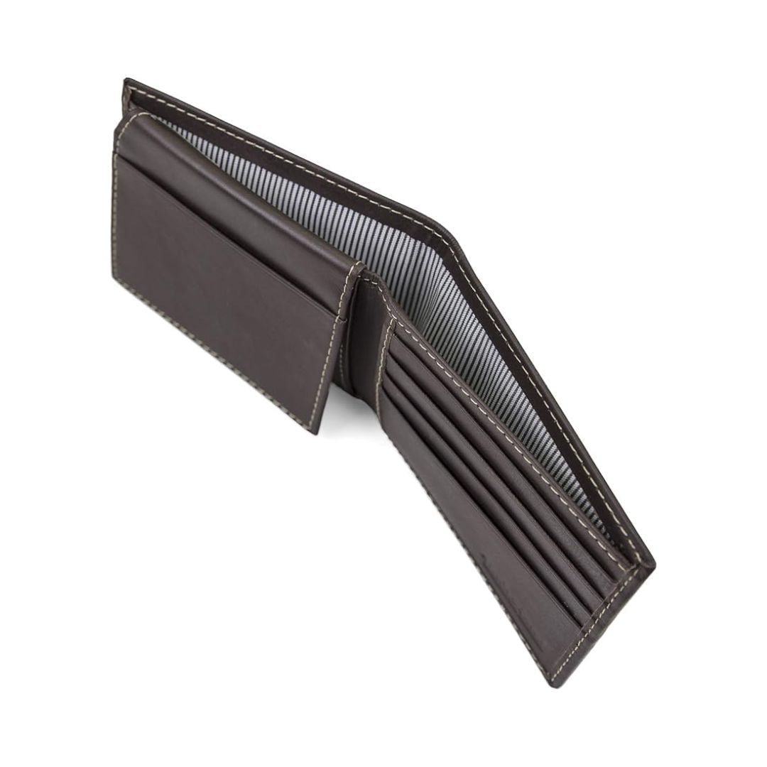 Timberland Passcase Leather Wallet with Attached Flip Pocket - DRKBRW - Brown