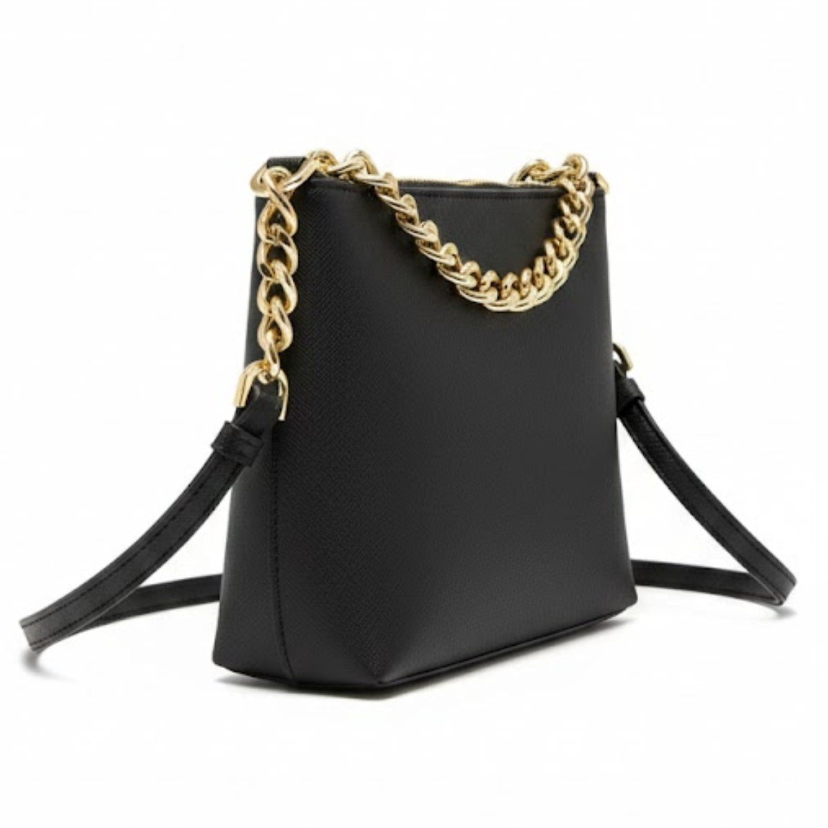 Calvin Klein Metallic Chain Accent Sling Bag Crossbody Women - BLK - Black