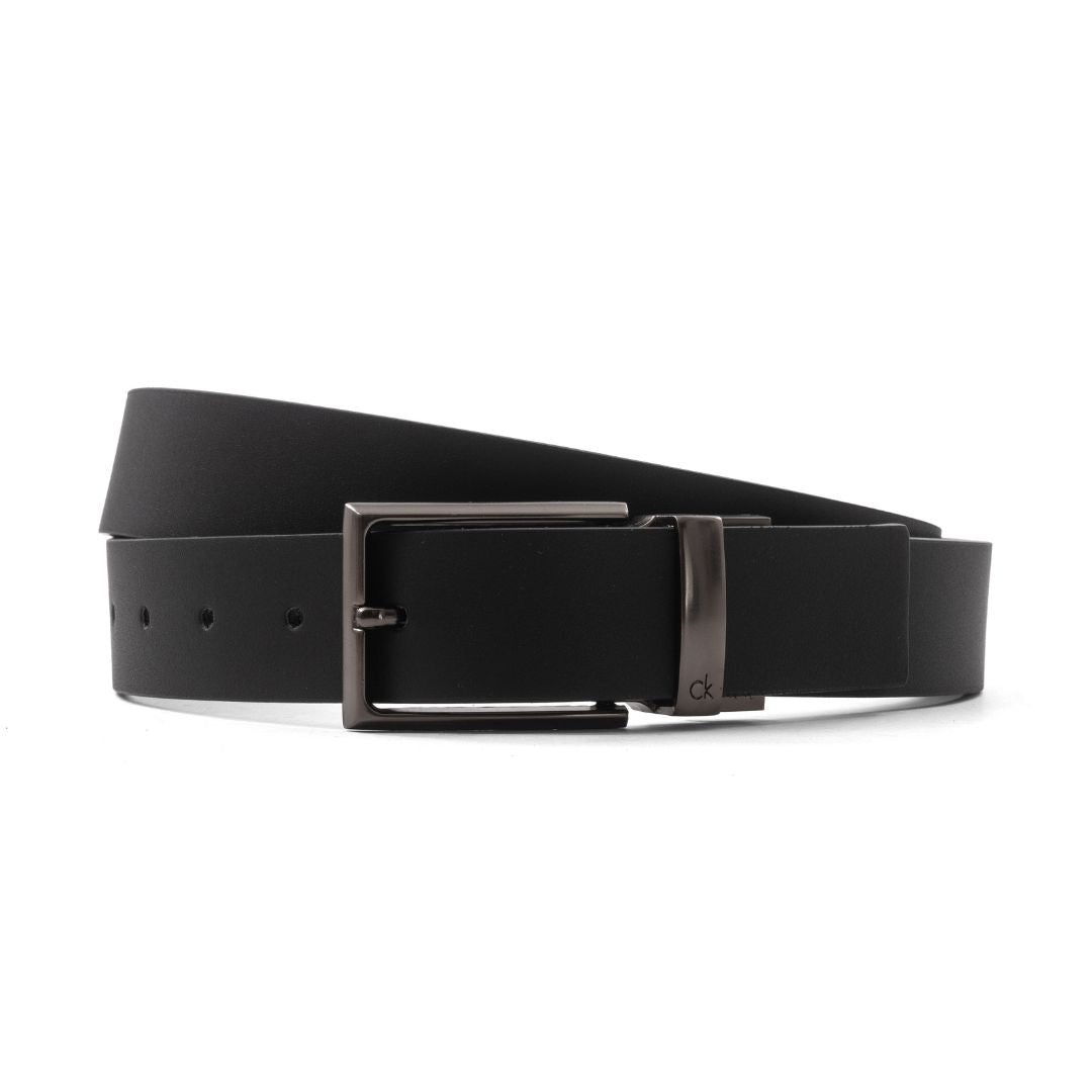 Calvin Klein Reversible Leather Belt with Two Buckles – Black/Brown