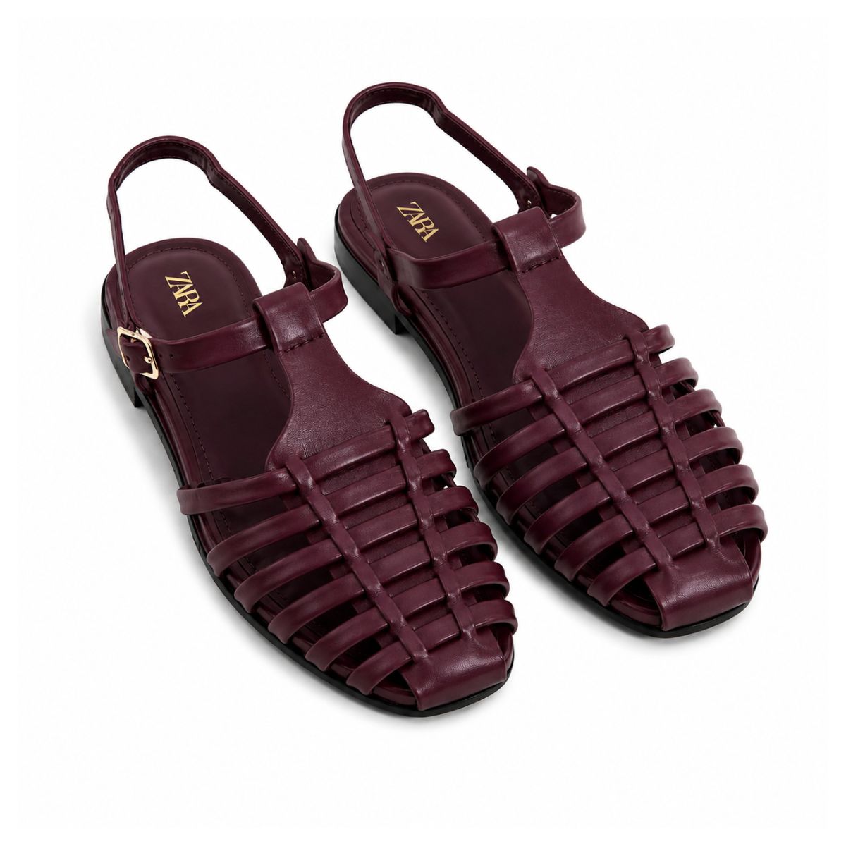 ZARA Braided Leather Sandals Women 1615-019 - BUR
