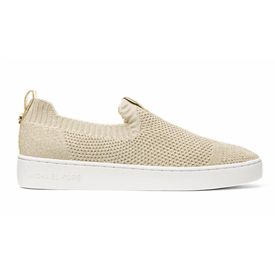 Michael Kors Juno Metallic Stretch Knit Slip-On Sneaker - GLD