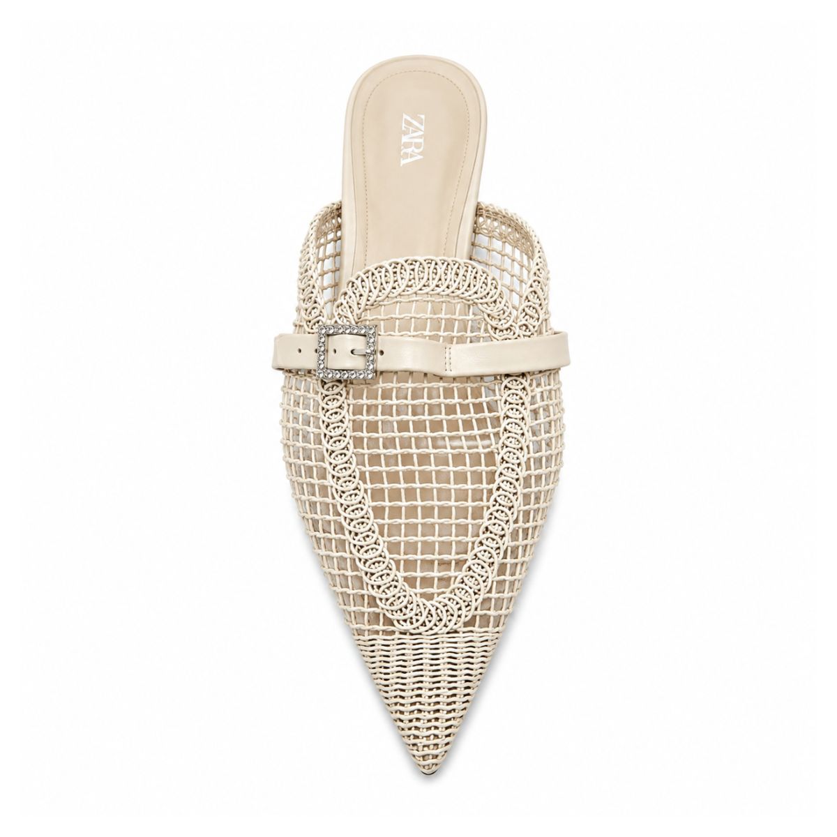 ZARA parkly Rhinestone Flat Sandals Women 1615-011-CRM