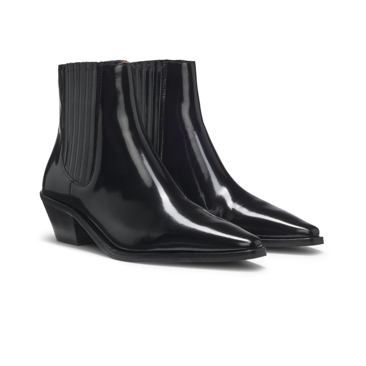 HUGO BOSS Cuban-heel ankle leather boots Women 50548781 - BLK