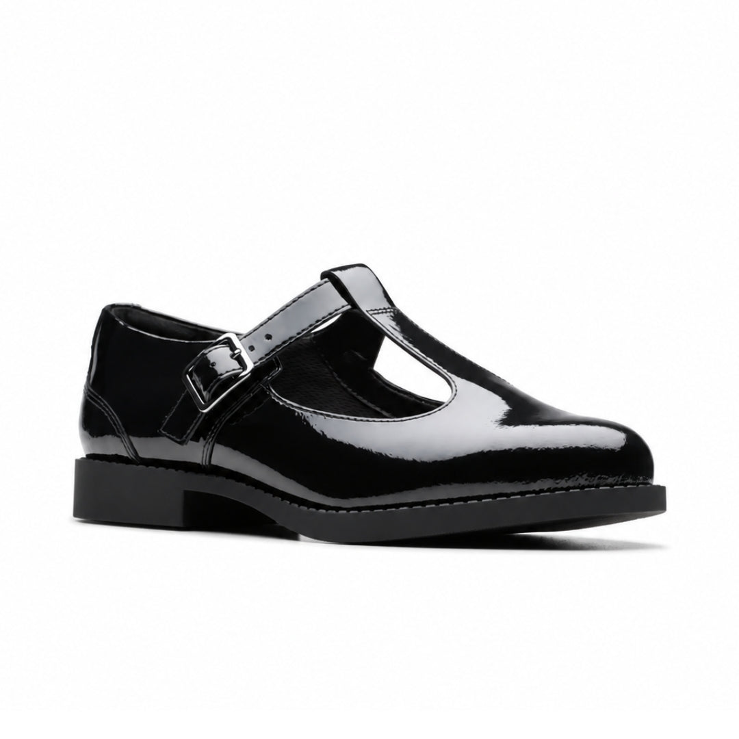 Clarks Tapa Hope Youth Black Patent Women - BLK