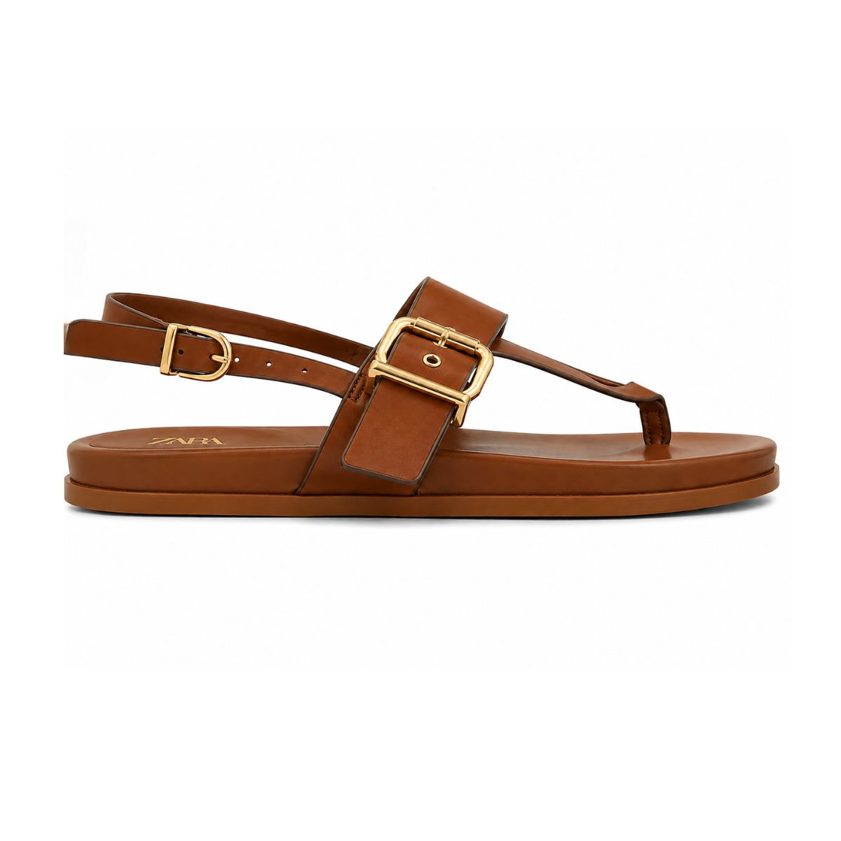 ZARA  Flat Slider with Buckles Sandals Women 1615-013 - TAN