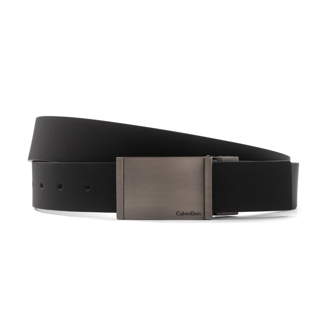 Calvin Klein Reversible Leather Belt with Two Buckles – Black/Brown