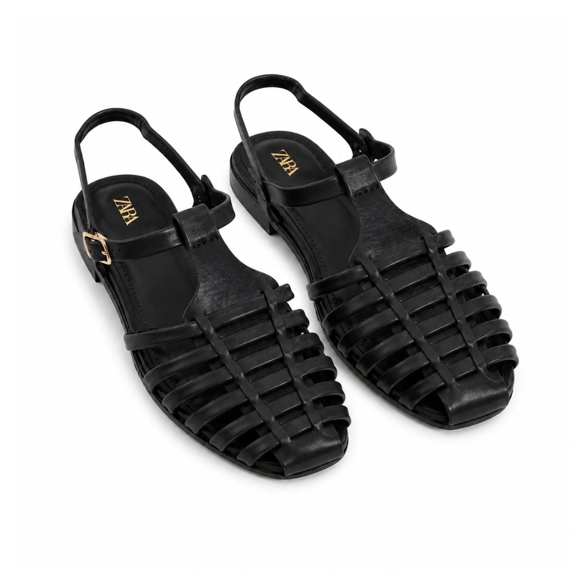 ZARA Braided Leather Sandals Women 1615-018 - BLK