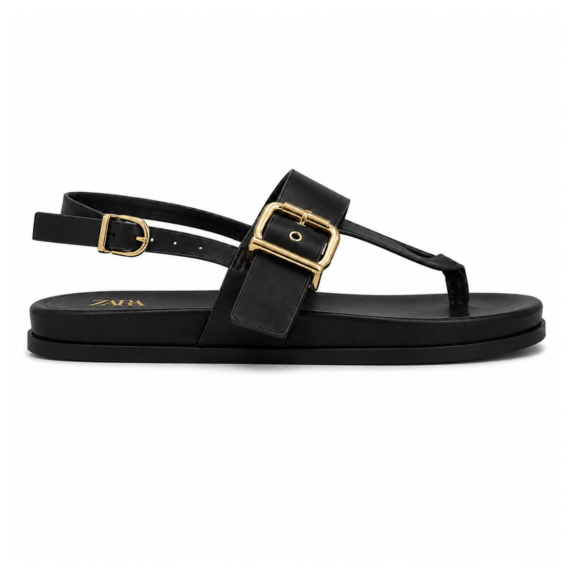 ZARA  Flat Slider with Buckles Sandals Women 1615-012 - BLK
