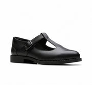 Clarks Tapa Hope Youth Black Leather Women  - BLK