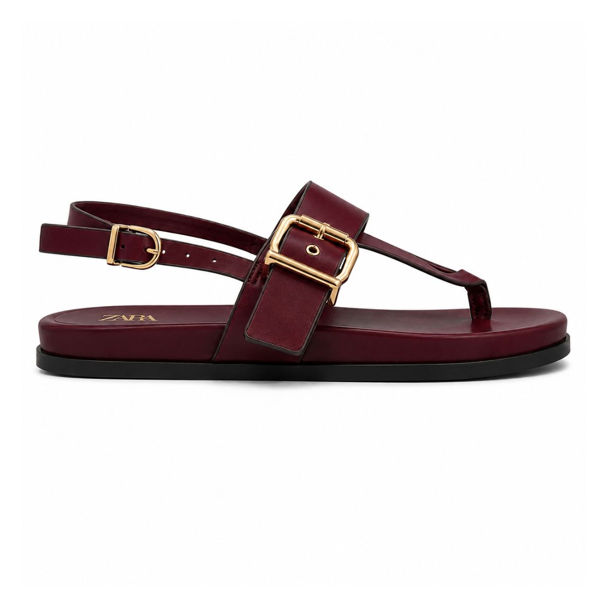ZARA  Flat Slider with Buckles Sandals Women 1615-014 - BUR