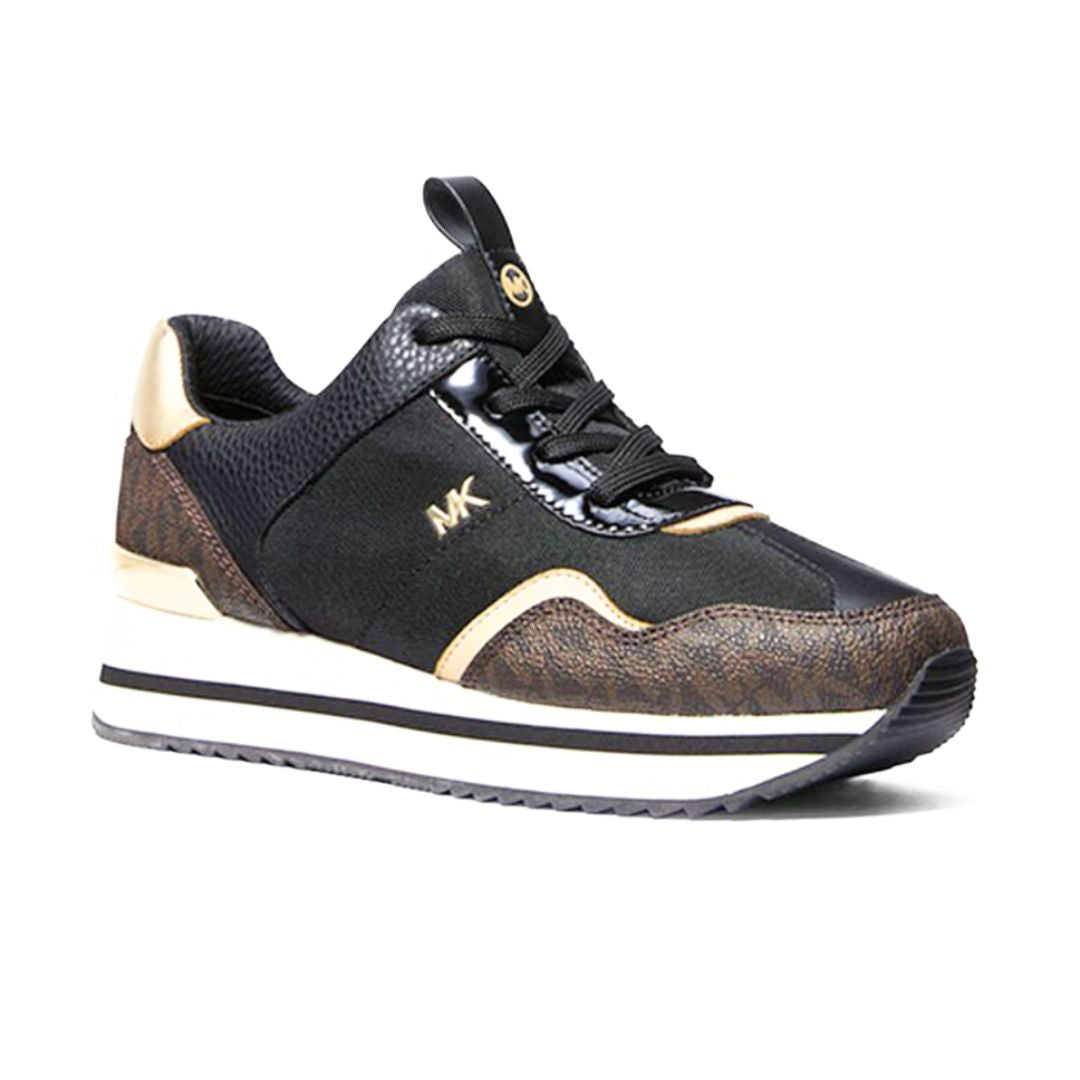 Michael Kors Raina Mixed-Media Platform Trainer - BLKBRN