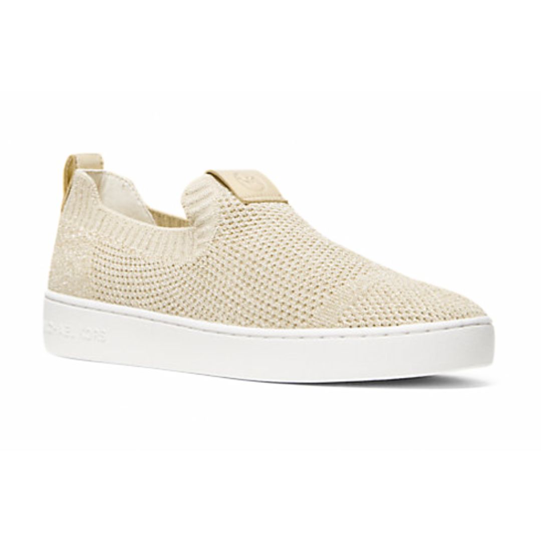 Michael Kors Juno Metallic Stretch Knit Slip-On Sneaker - GLD