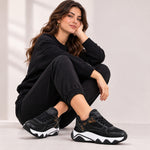 GUESS Mazzy Mixed Leather Sneakers Women - BLKWHT