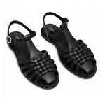 ZARA Braided Leather Sandals Women 1615-010- BLK