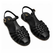 ZARA Braided Leather Sandals Women 1615-010- BLK