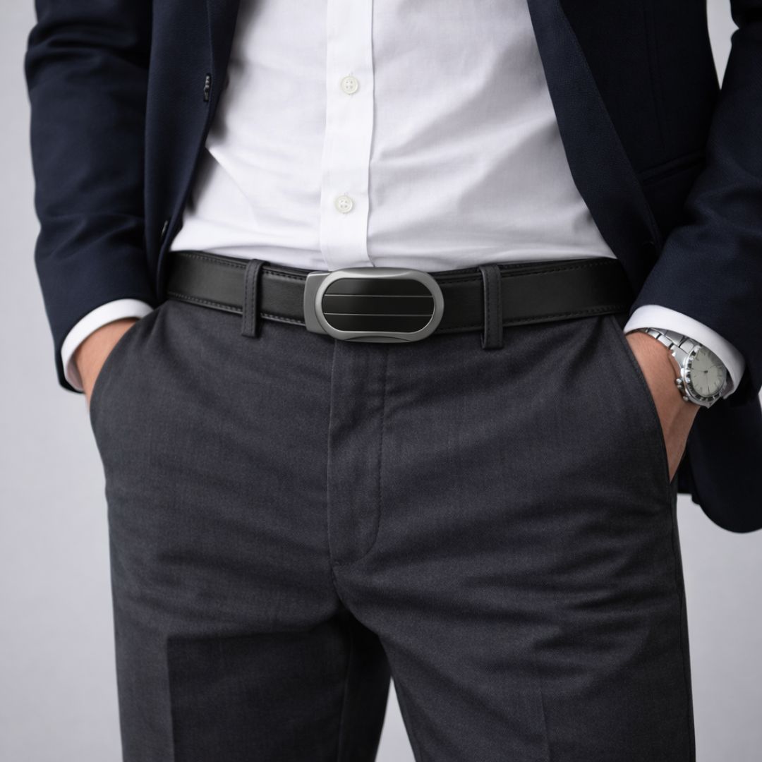 JLOOD Ratchet Leather Belts Men - R03