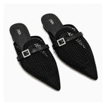 ZARA parkly Rhinestone Flat Sandals Women 1615-010- BLK