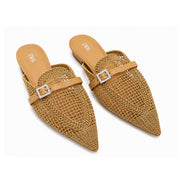 ZARA parkly Rhinestone Flat Sandals Women 1615-011- DRKBEG