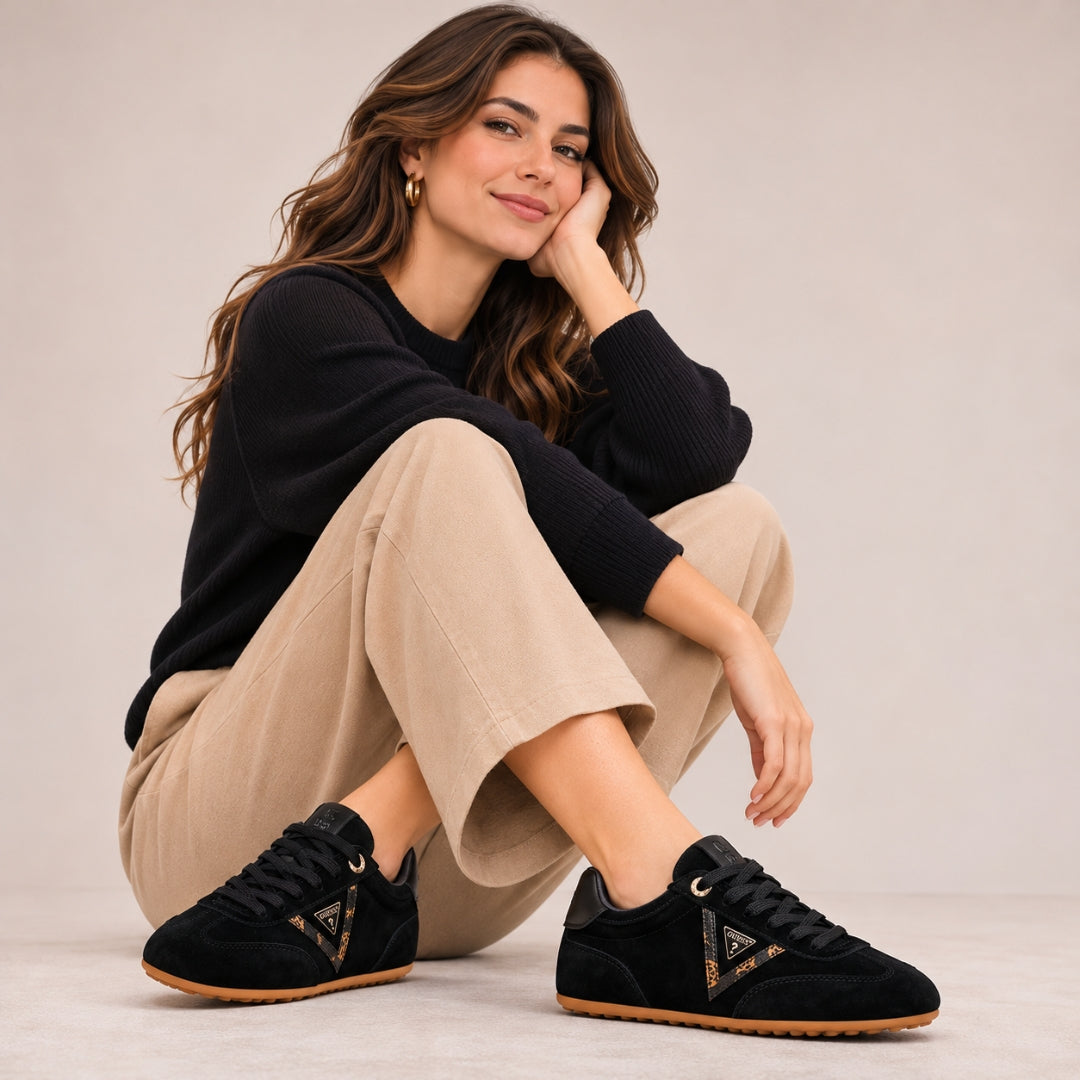 GUESS Relli Genuine Leather Sneakers Women - BLK
