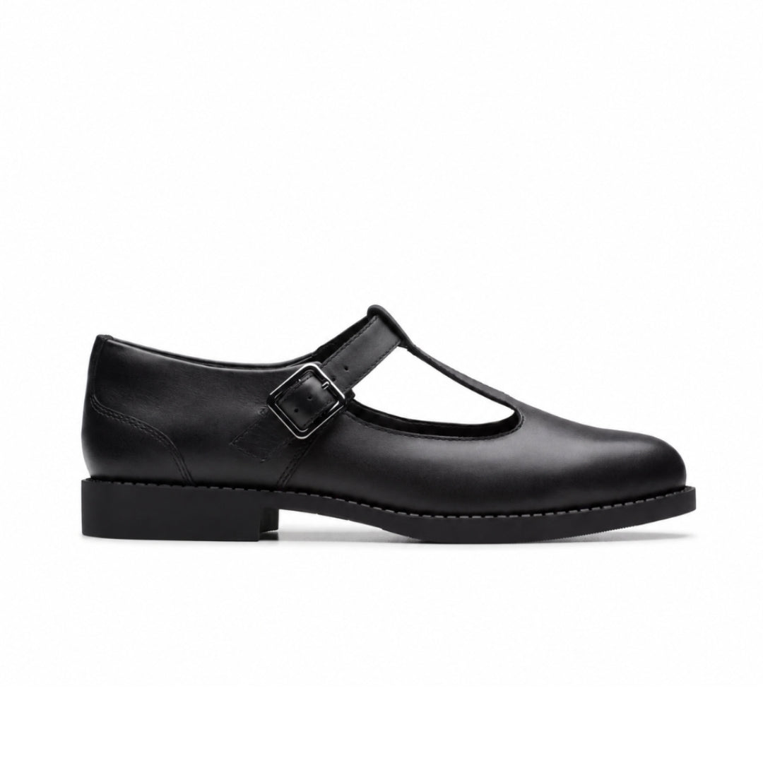 Clarks Tapa Hope Youth Black Leather Women  - BLK