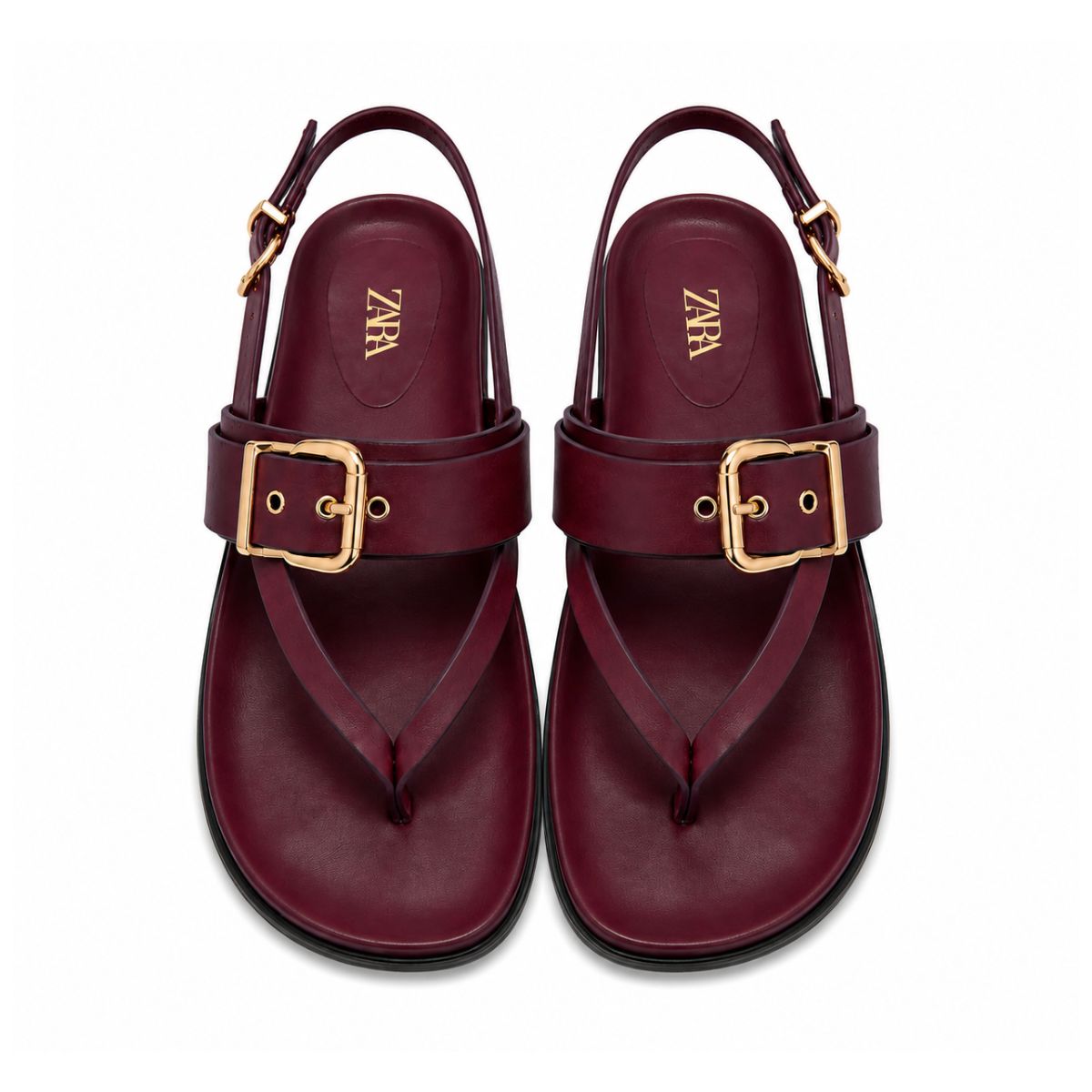 ZARA  Flat Slider with Buckles Sandals Women 1615-014 - BUR