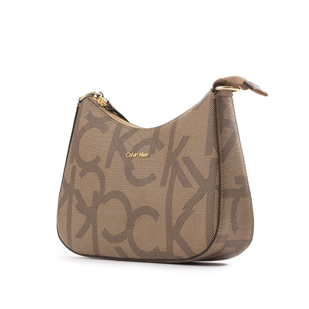 Calvin Klein Brand Print Shoulder Bag Women - TAN