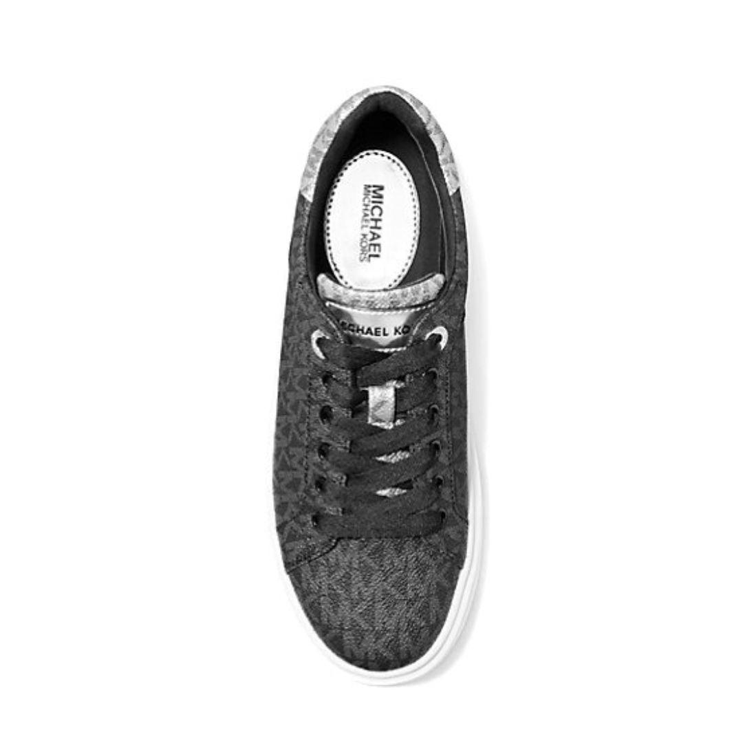 Michael Kors Romey Metallic Two-Tone Signature Logo Platform Sneaker - BLK