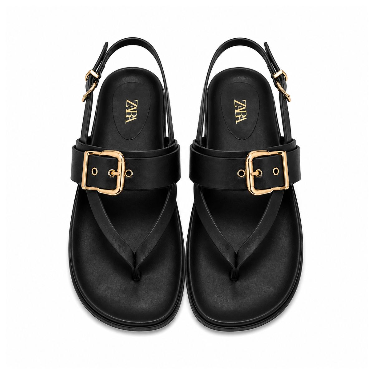 ZARA  Flat Slider with Buckles Sandals Women 1615-012 - BLK