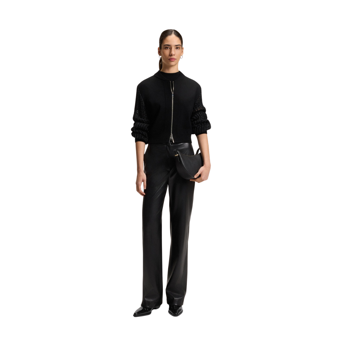 HUGO BOSS Cuban-heel ankle leather boots Women 50548781 - BLK