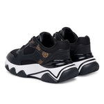 GUESS Mazzy Mixed Leather Sneakers Women - BLKWHT