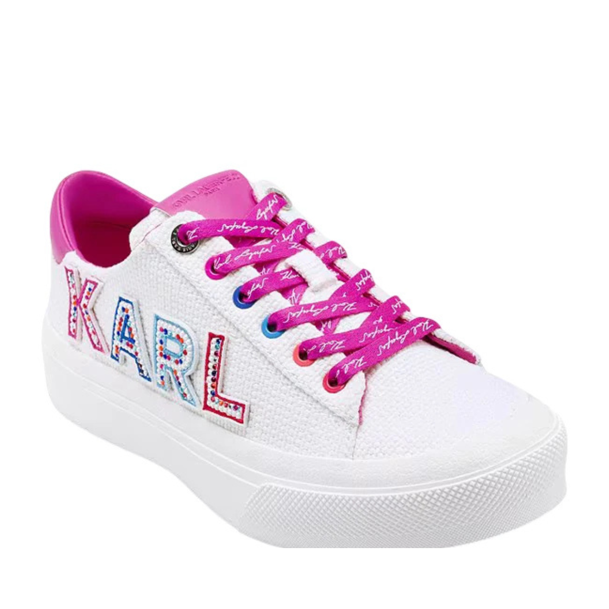 KARL LAGERFELD PARIS Gida Embellished Logo Sneakers Women -WHTPNK