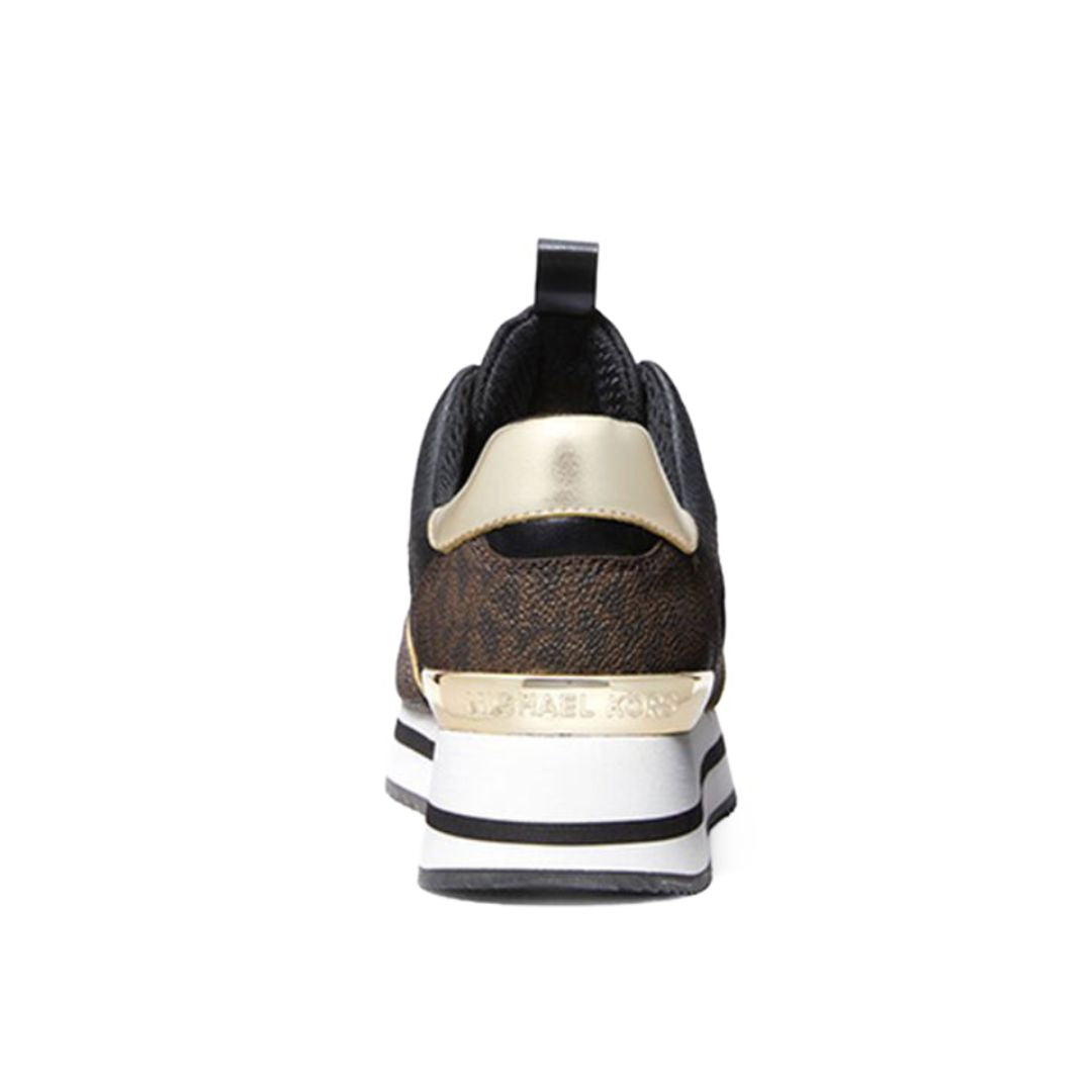 Michael Kors Raina Mixed-Media Platform Trainer - BLKBRN