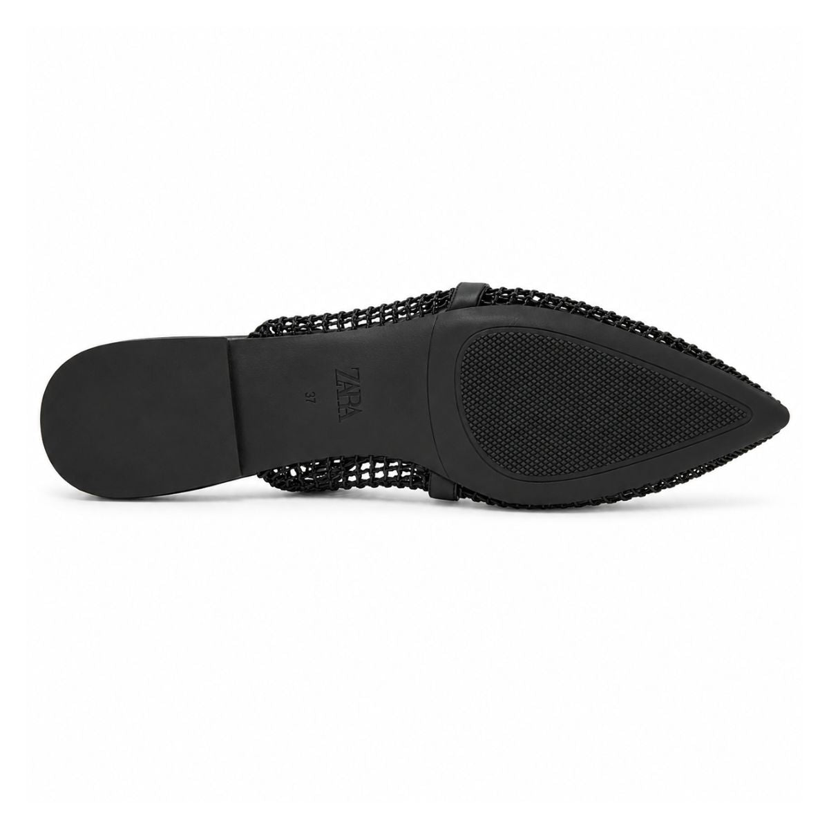 ZARA parkly Rhinestone Flat Sandals Women 1615-010- BLK