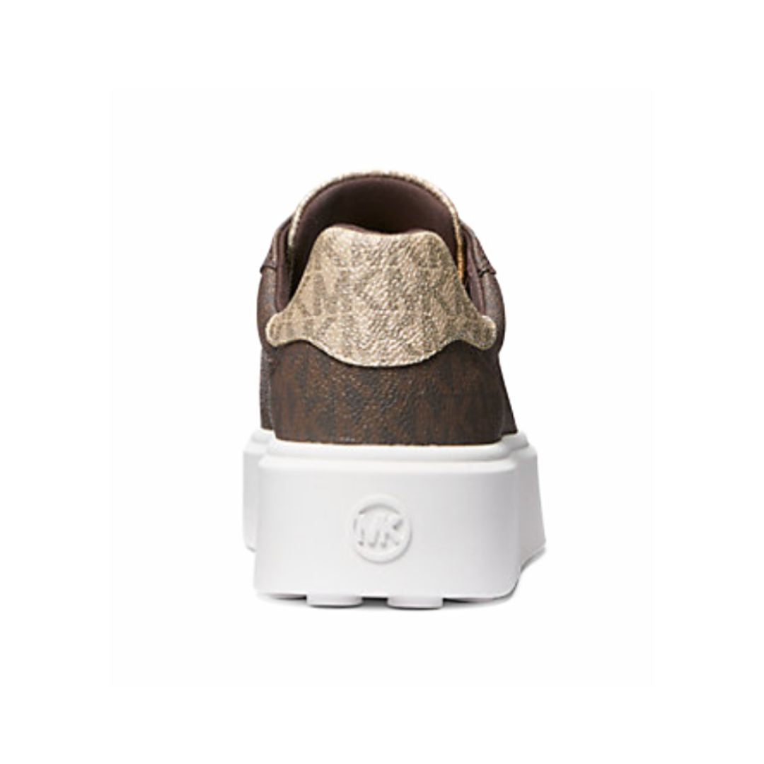 Michael Kors Romey Metallic Two-Tone Signature Logo Platform Sneaker - BRN