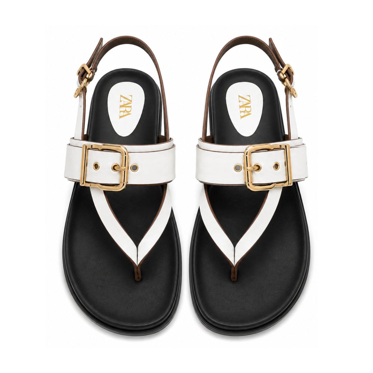 ZARA  Flat Slider with Buckles Sandals Women 1615-015 - WHT