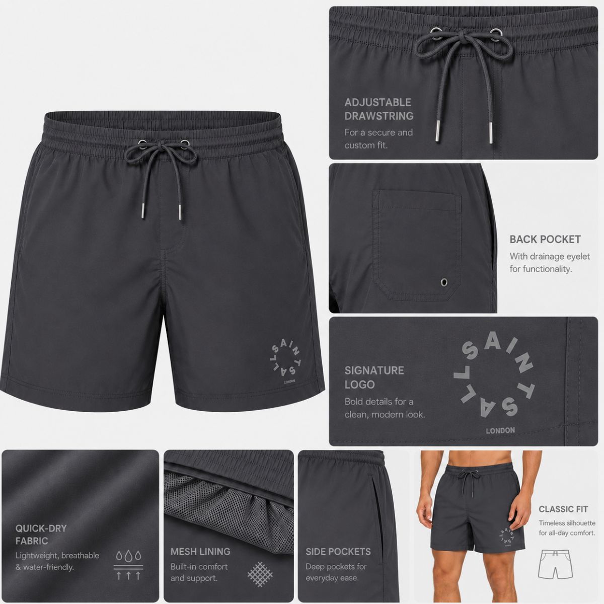 ALLSAINTS Orlando Shorts Men - DRKGRY
